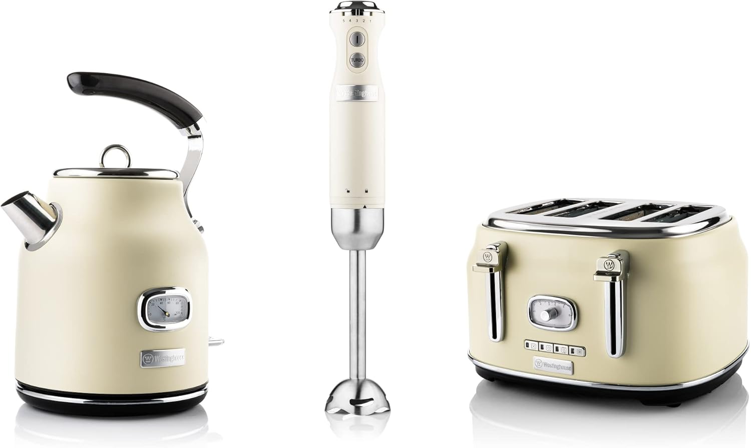 ست توستر،گوشت کوب برقی و کتری برقی وستینگهاوس آمریکا ، Westinghouse‎‎ ‎WES12 کتری 1.7 لیتری و رسوب آهک، توستر چهار شیار با ضمیمه نان، مخلوط کن دستی با 4 تنظیم سرعت